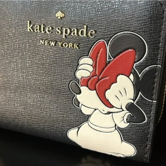 Disney X Kate Spade NWT Minnie Mouse Zip Around Wallet Bifold with dust … - Picture 2 of 12